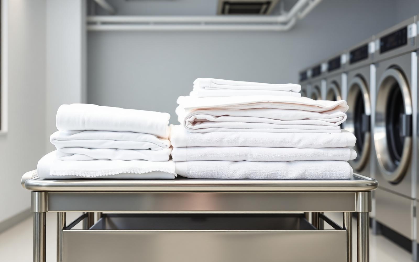 Neatly folded commercial linens ready for delivery in the Lowcountry