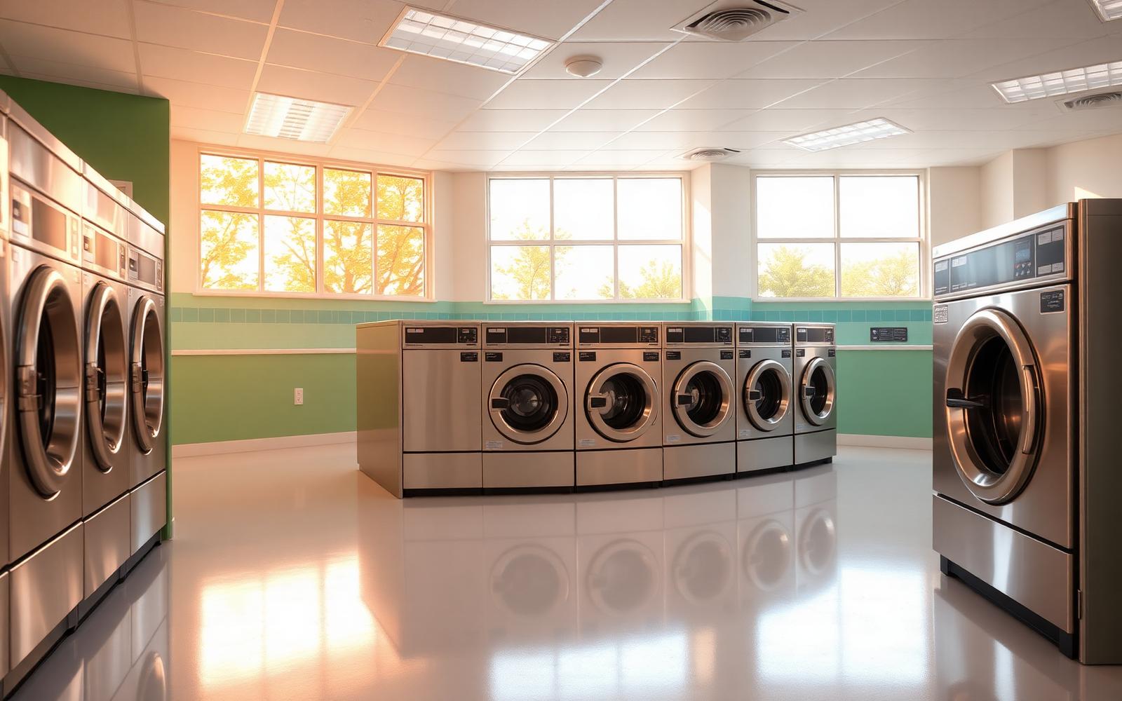 Bright laundromat floor at We Fold Laundromat in Hollywood, SC