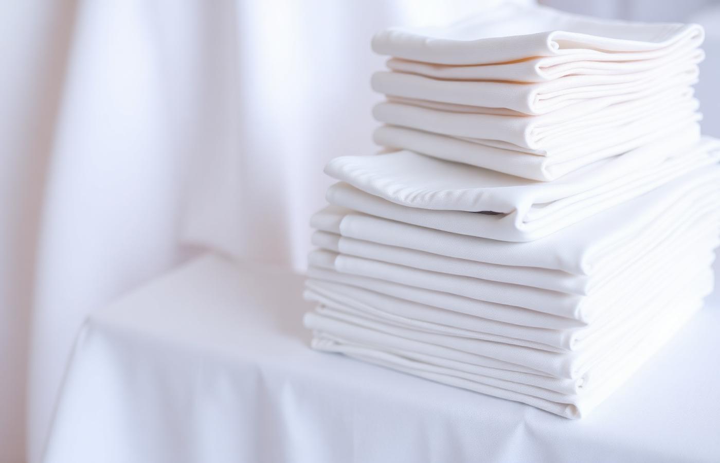 Pressed table linens and chair sashes stacked for a Lowcountry venue — Hollywood, SC