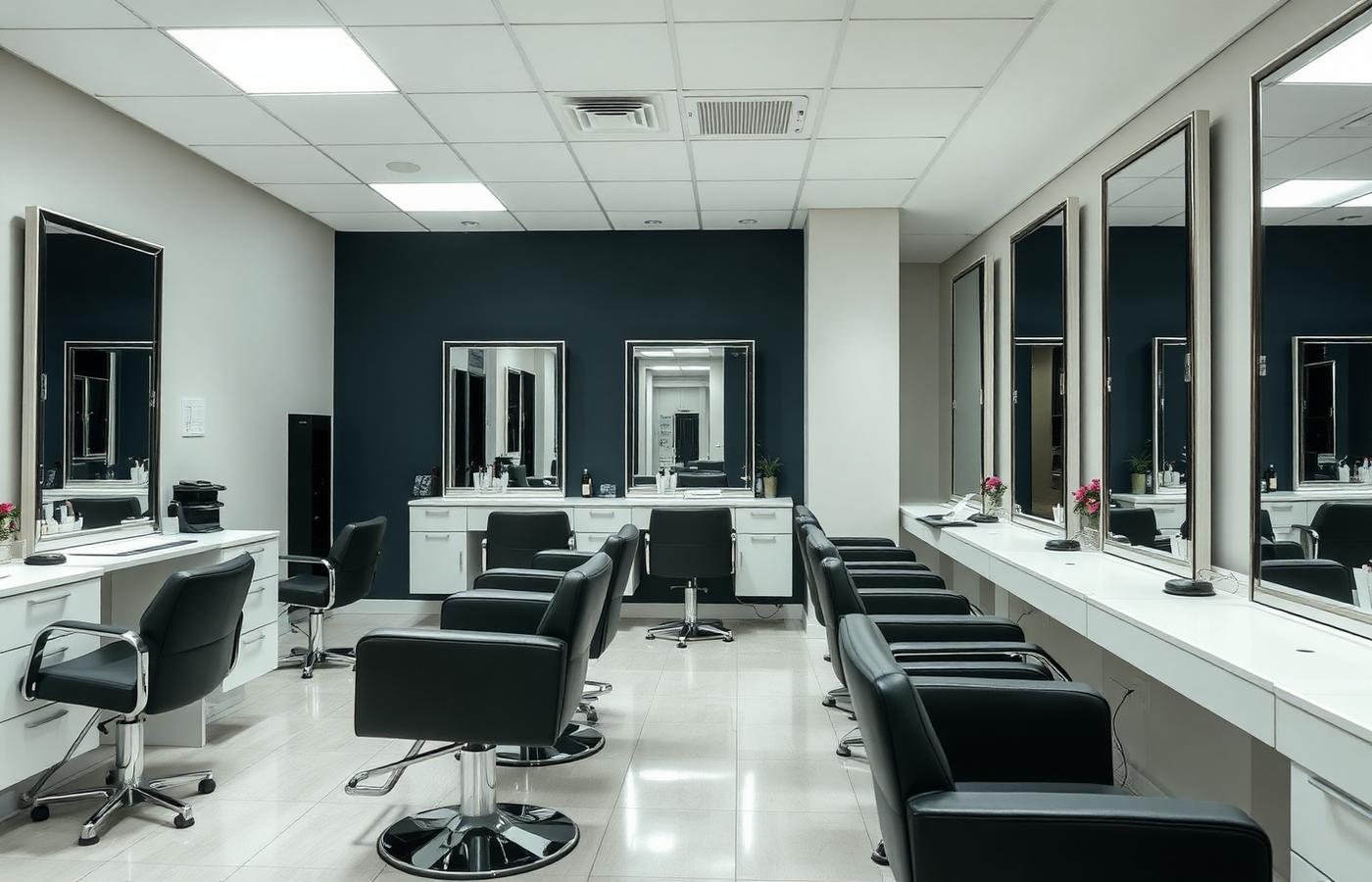Salon styling station with folded towels and a cutting cape — Hollywood, SC
