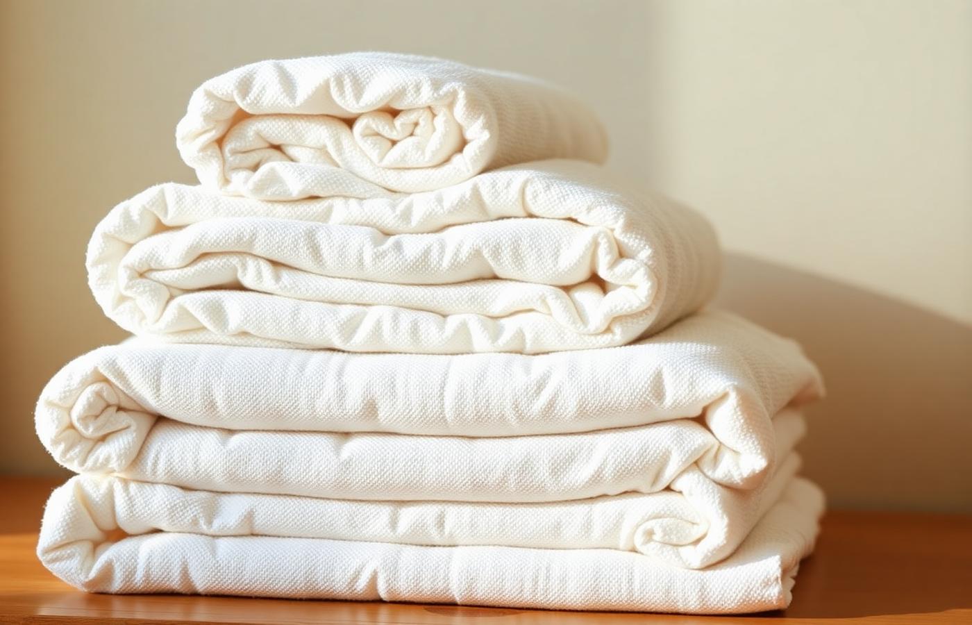 Folded spa robes and massage table linens ready for treatment rooms — Hollywood, SC