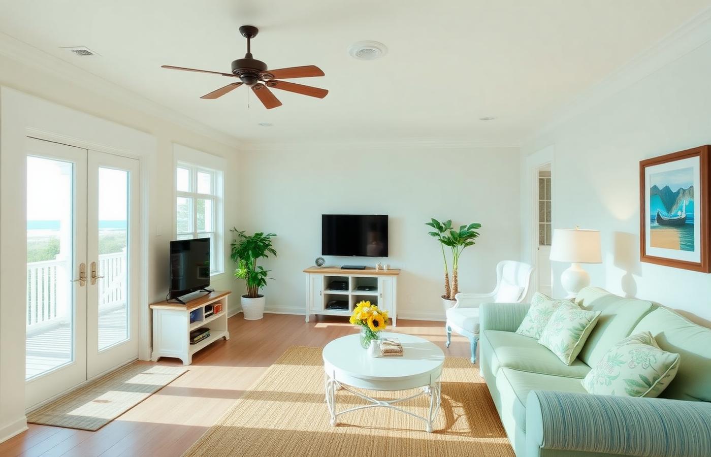 Freshly made bed with crisp white linens in a short-term rental — Hollywood, SC