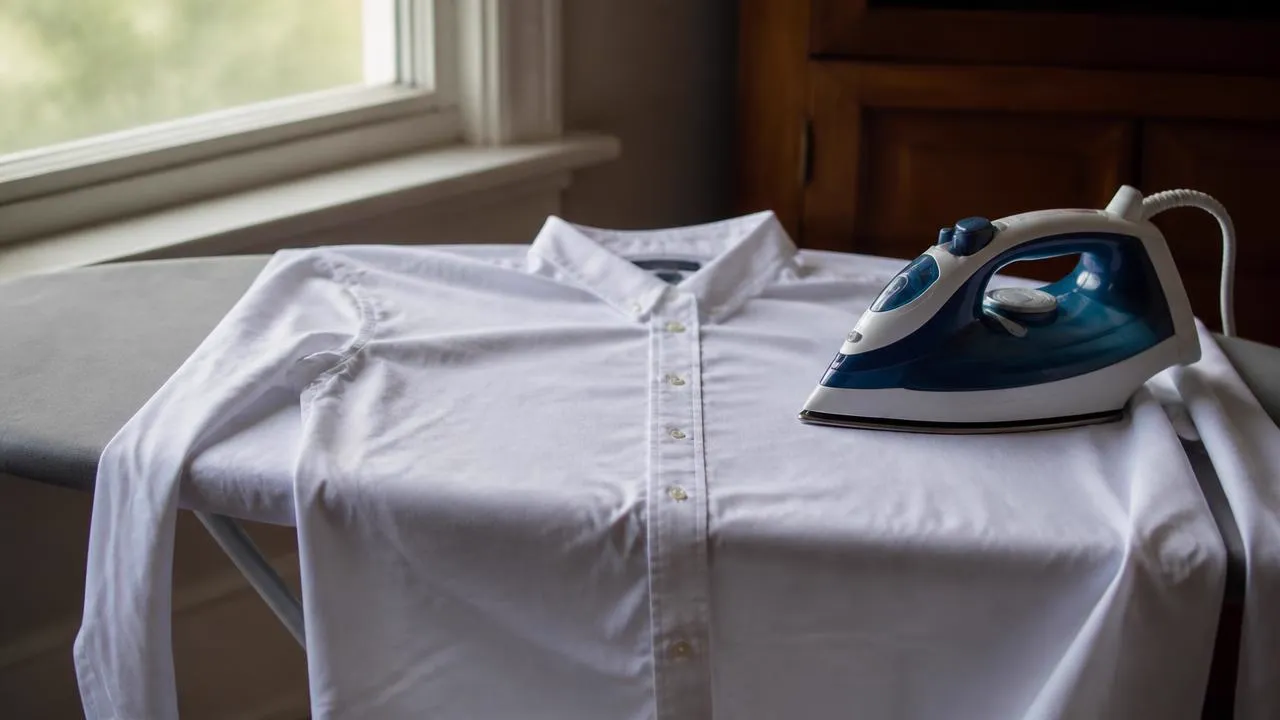 An iron on a white shirt, one of the three things that permanently sets a yellow underarm stain.